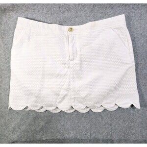 Lilly Pulitzer Golf Skort Size 10 100% Cotton Seersucker Scalloped Hem Preppy